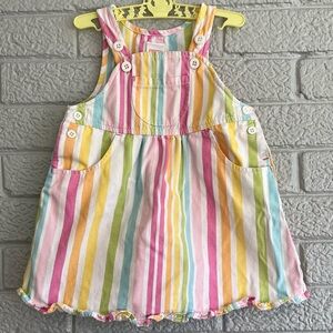 Gymboree y2k Pastel Striped Overall Jumper Dress Snuggle Bug 12-18 Months
